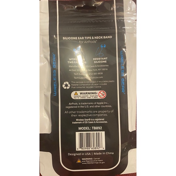 TB892 WIRELESS GEAR SILICONE EAR TIPS & NECK BAND FOR AIR PODS - Picture 2 of 2